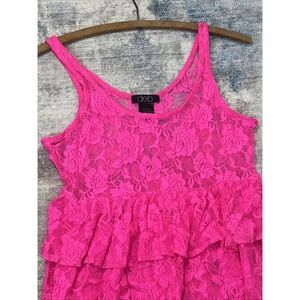 Vintage Y2K Deb‎ Pink Lace Babydoll Top Medium Ruffle Sheer Mall Goth